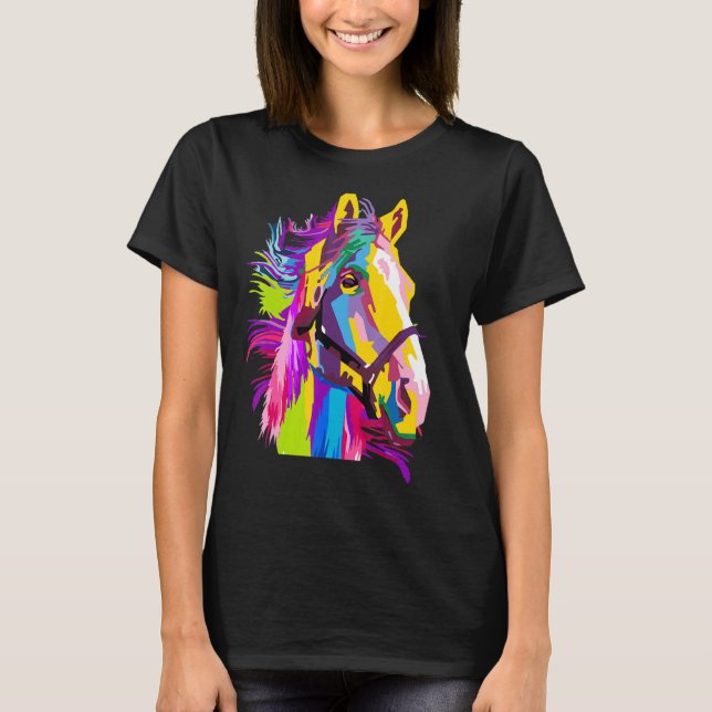 T-shirt Cheval Coloré Tête Pop Style (Devant)