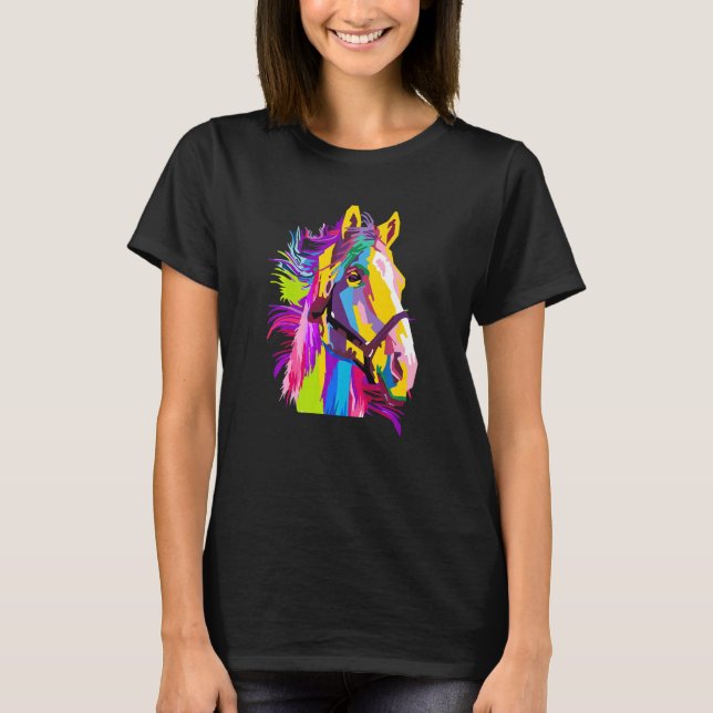 T-shirt Cheval Coloré Tête Pop Style (Devant)