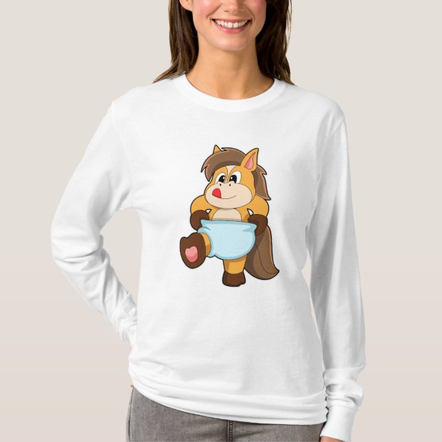 T-shirt Cheval comme bébé avec couche (Devant)