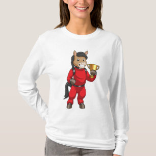 T-shirt Cheval comme Champion avec Trophée