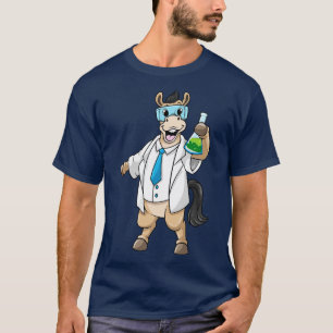 T-shirt Cheval comme chimiste avec lunettes et tube d'essa