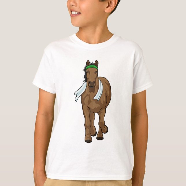 T-shirt Cheval comme coureur avec serviette (Devant)