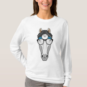 T-shirt Cheval comme docteur avec lunettes