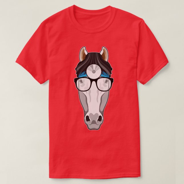 T-shirt Cheval comme docteur avec lunettes (Design devant)