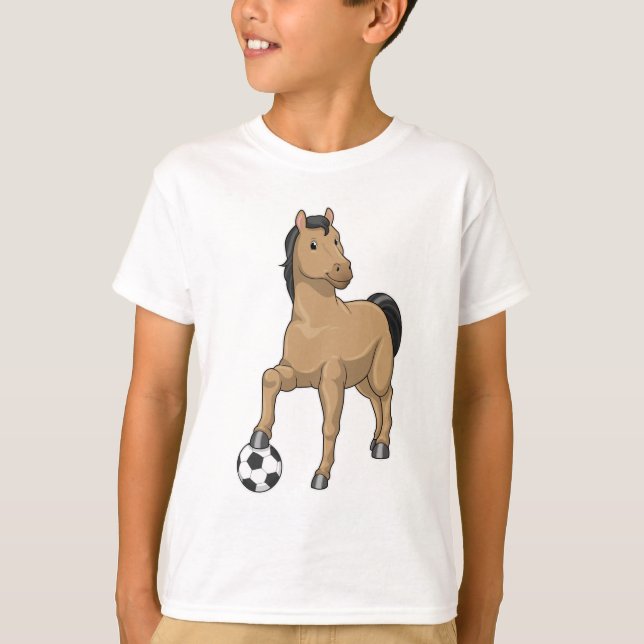 T-shirt Cheval comme joueur de football avec Soccer (Devant)