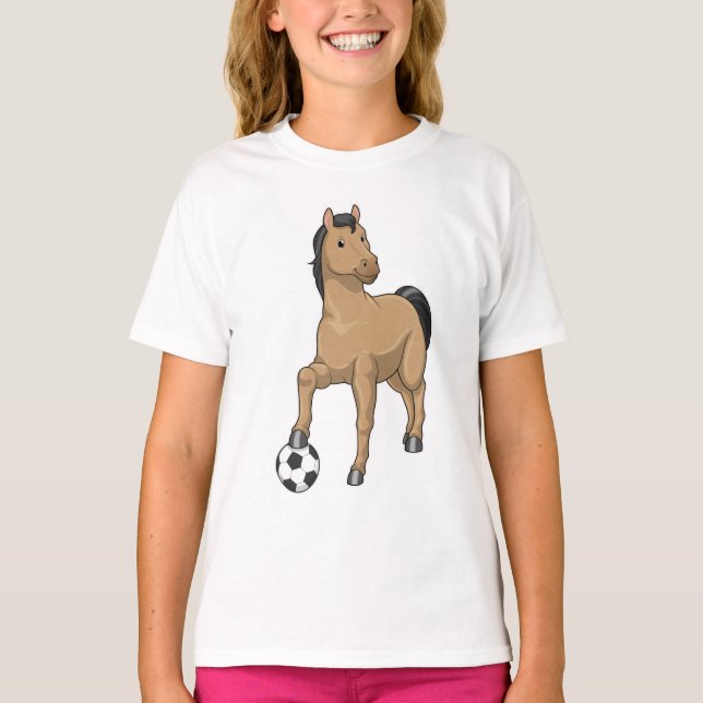 T-shirt Cheval comme joueur de football avec Soccer (Devant)