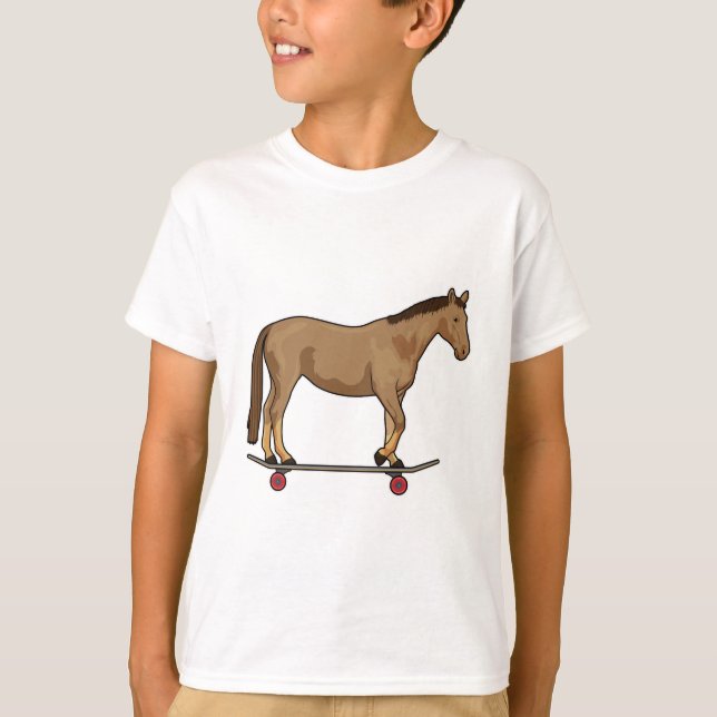 T-shirt Cheval comme patineur sur skateboard (Devant)