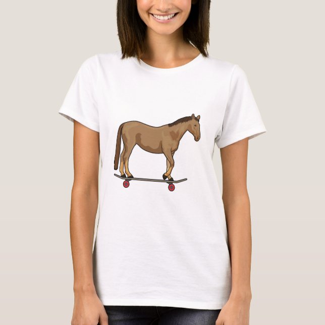 T-shirt Cheval comme patineur sur skateboard (Devant)