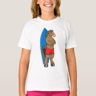 T-shirt Cheval comme Surfer avec Surfboard