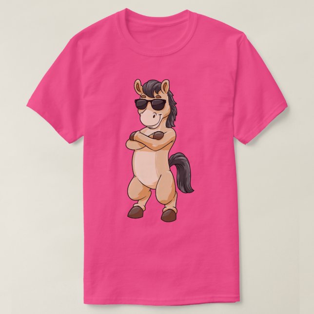 T-shirt Cheval cool avec lunettes de soleil (Design devant)