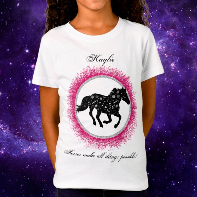 T-shirt Cheval Cosmique Noir et Blanc (Créateur téléchargé)