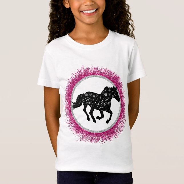T-shirt Cheval Cosmique Noir et Blanc (Devant)
