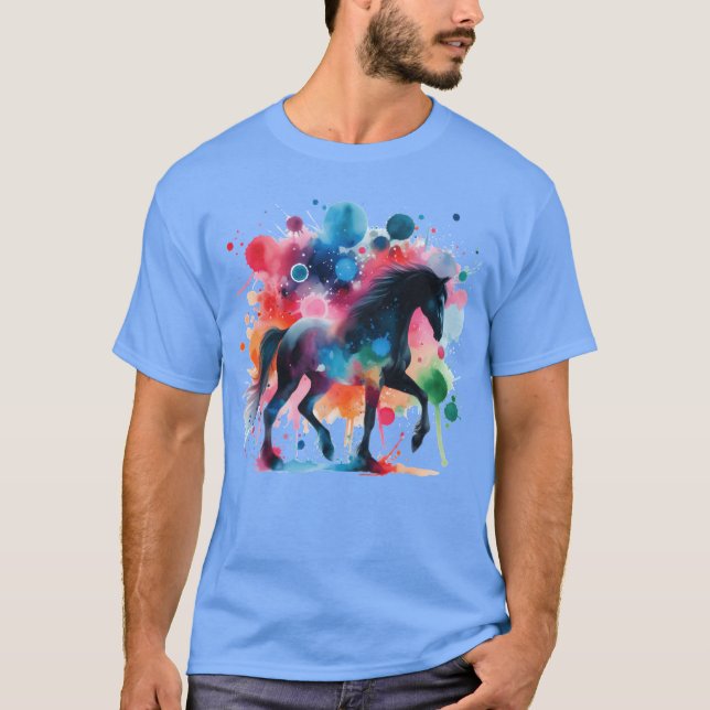 T-shirt cheval dans un design coloré drôle (Devant)