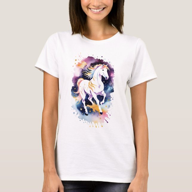 T-shirt Cheval dans une prairie céleste (Devant)