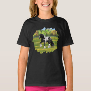 T-shirt Cheval d'attelage de la bandelette tzigane noire d
