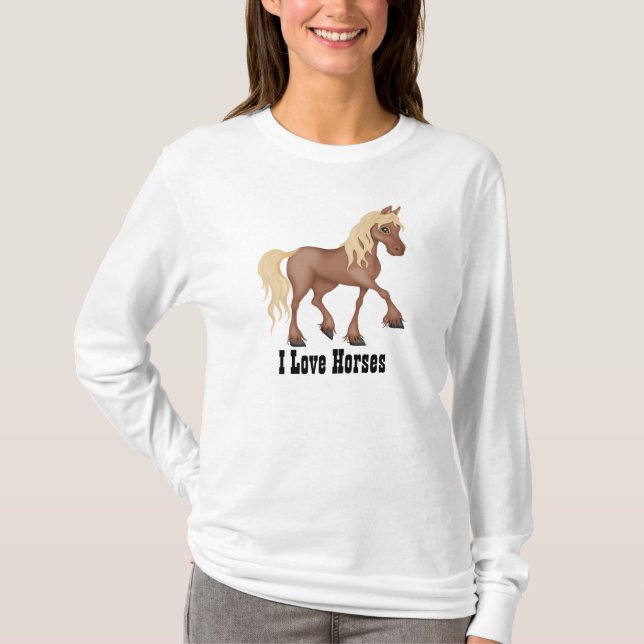 T-shirt Cheval de brun foncé (Devant)