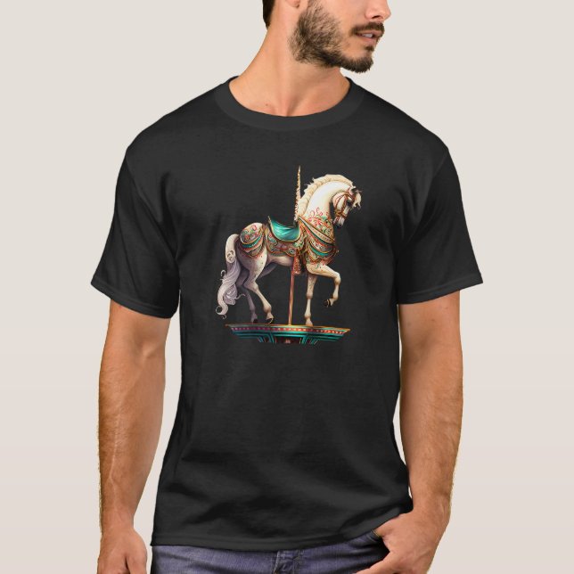 T-shirt Cheval de carrousel blanc Premium (Devant)