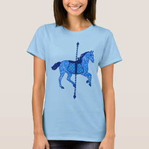 T-shirt Cheval de carrousel - Cobalt et Sky Blue