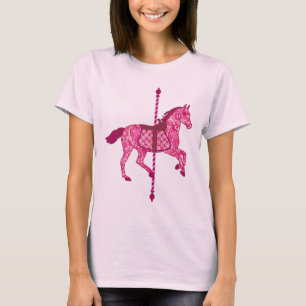 T-shirt Cheval de carrousel - Fuchsia rose