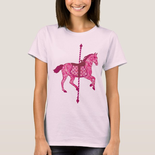T-shirt Cheval de carrousel - Fuchsia rose (Devant)