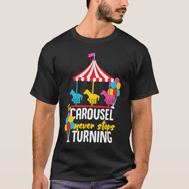 T-shirt Cheval de carrousel manège conception pour filles  (Devant)