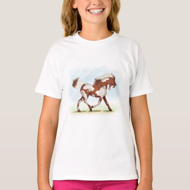 T-shirt Cheval de châtaignier Overo (Devant)