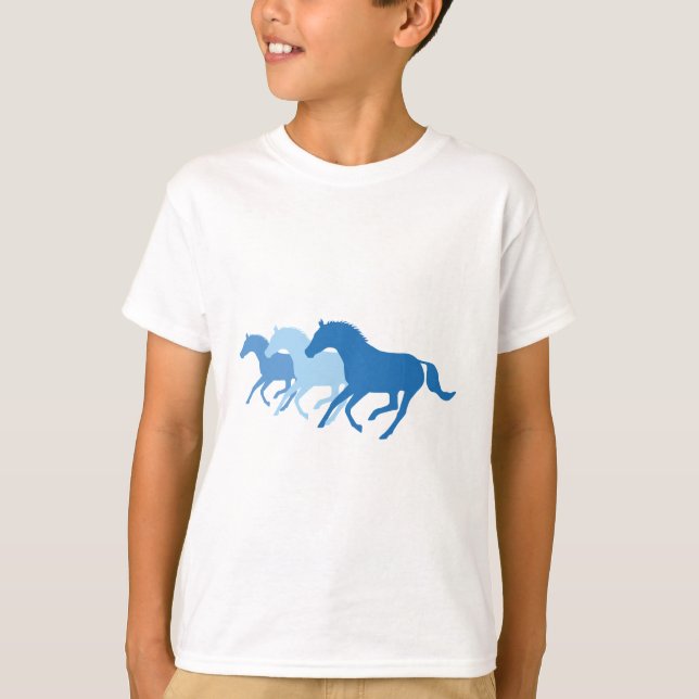 T-shirt Cheval de course (bleu) (Devant)