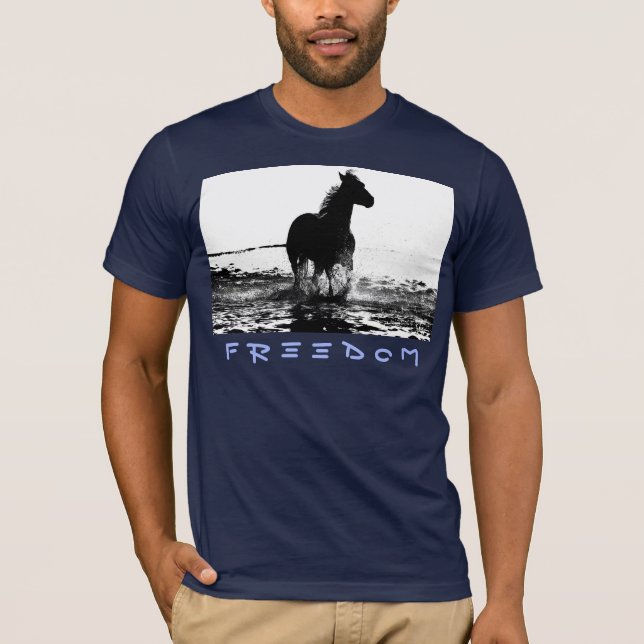 T-shirt Cheval de course moderne Pop Art Marine Bleu Homme (Devant)
