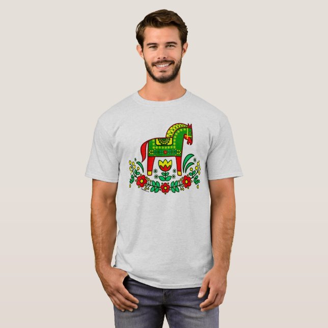 T-shirt Cheval de Dala de Scandinave ! (Devant entier)