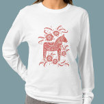 T-shirt Cheval de Dala suédois Rouge et blanc<br><div class="desc">Illustration traditionnelle suédoise de Dala Horse.</div>