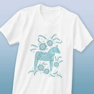T-shirt Cheval de Dala suédois Vert Turquoise