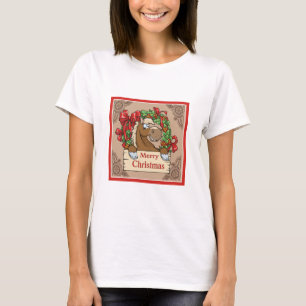 T-shirt Cheval de dessin animé avec couronne Joyeux Noël p