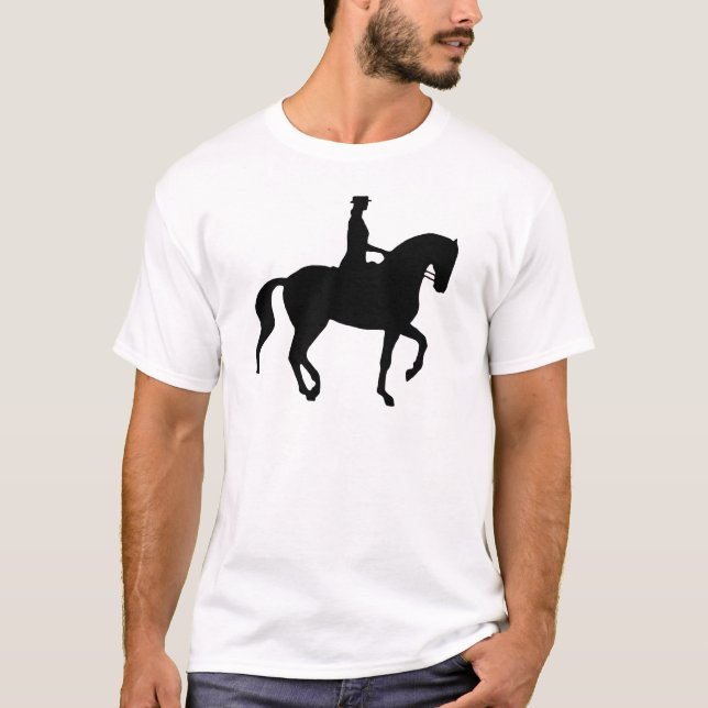 T-shirt Cheval de dressage de Piaffe et cavalier (noir) (Devant)