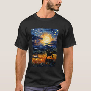 T-shirt Cheval de dressage équestre étoilé nocturne douleu