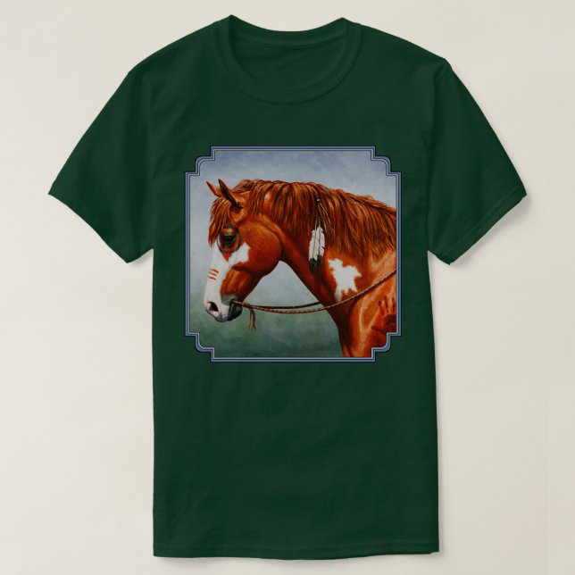 T-shirt Cheval de guerre amérindien Pinto Chestnut Pinto 1 (Design devant)