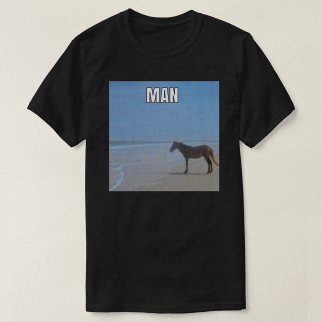 T-shirt Cheval de l'homme par Ocean Meme Sticker (Design devant)