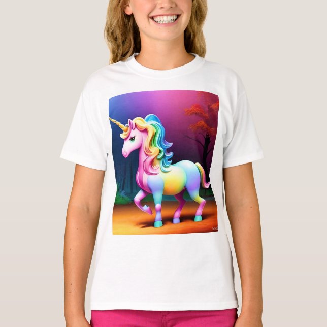 T-shirt Cheval de licorne blanche-37474 (Devant)