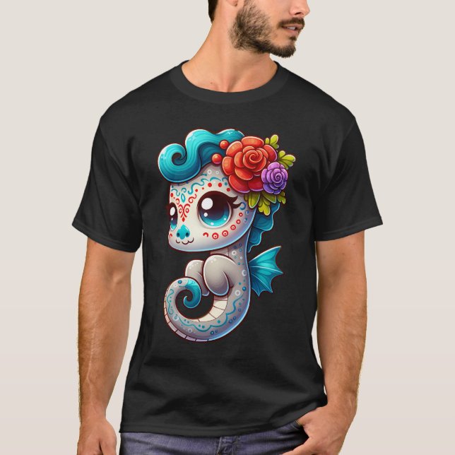 T-shirt Cheval De Mer Dia De Los Muertos (Devant)