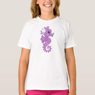 T-shirt Cheval de mer mignon, Cheval de mer mauve, Poisson