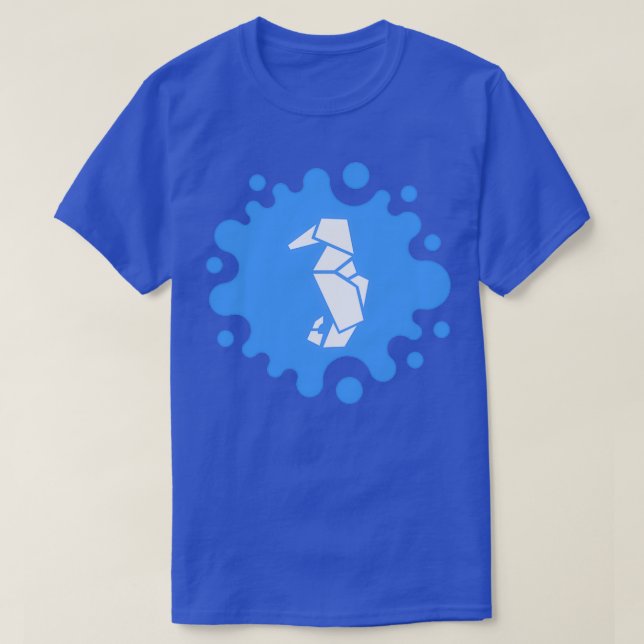 T-shirt Cheval de mer mignon d'Origami sur un éclat bleu (Design devant)