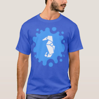 T-shirt Cheval de mer mignon d'Origami sur un éclat bleu