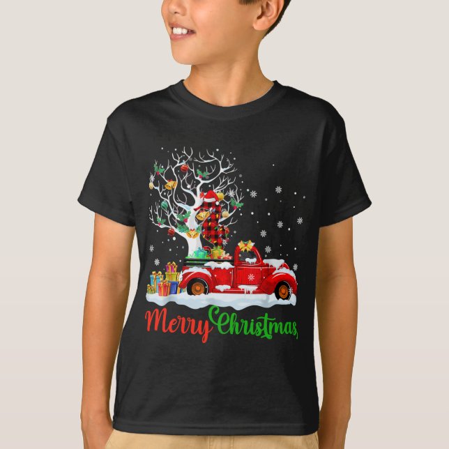 T-shirt Cheval de mer sur Camion Rouge Pajama de Noël Drôl (Devant)