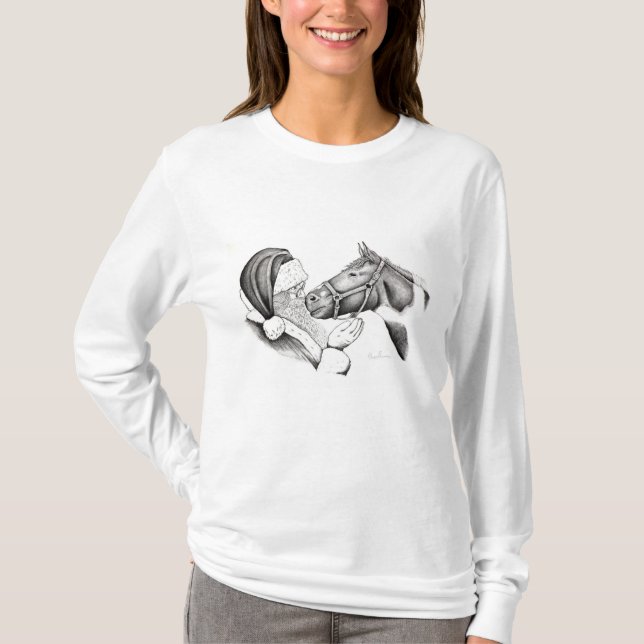 T-shirt Cheval de Noël et Père Noël (Devant)