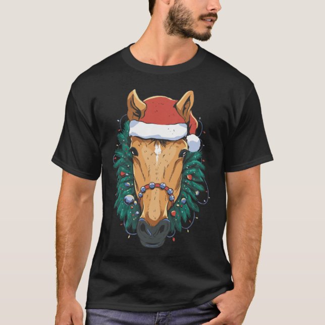 T-shirt Cheval de Noël mignon (Devant)