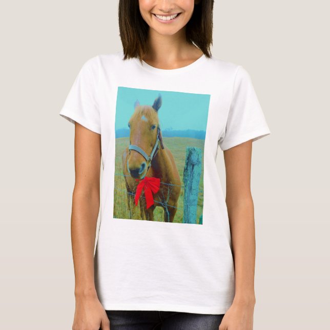 T-shirt Cheval de Noël rétro (Devant)