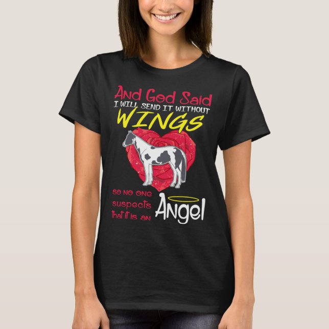 T-shirt Cheval de peinture ange sans ailes animaux de comp (Devant)