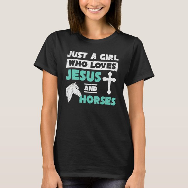 T-shirt Cheval de prière de Jésus Filles Femmes Cavalier d (Devant)