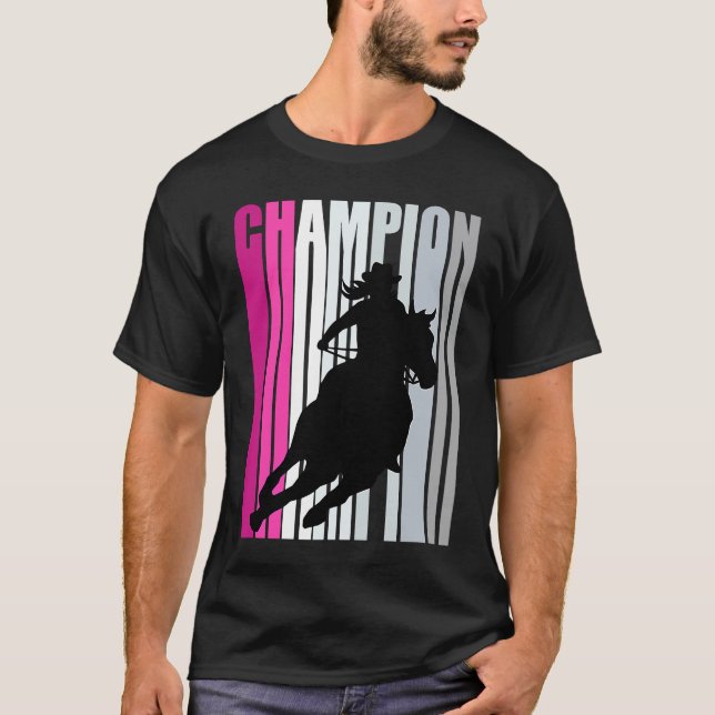 T-shirt Cheval de rodéo champion de course de barils rétro (Devant)