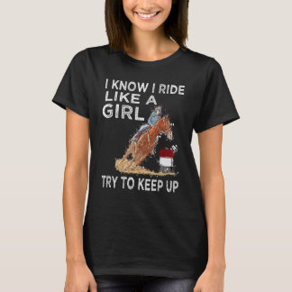 T-shirt Cheval de rodéo de course de tonneau Cowgirl je sa