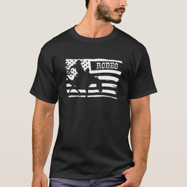 T-shirt Cheval de Rodéo Drapeau USA Amérique (Devant)